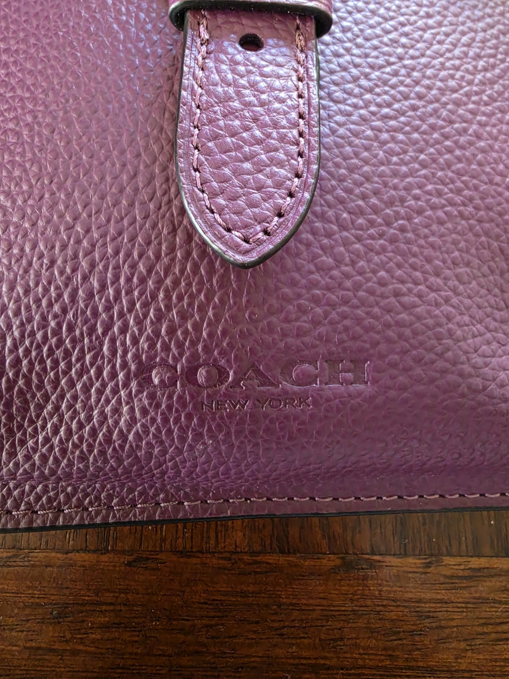 Coach Pebbled Leather Cell Phone Crossbody Bag in Deep Purple - Picture 9 of 9